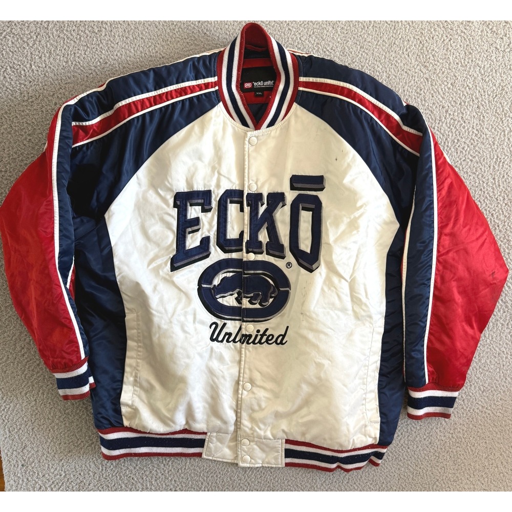 Vintage 90s Ecko Varsity Bomber Jacket XXL Hip Hop Rhino Streetwear